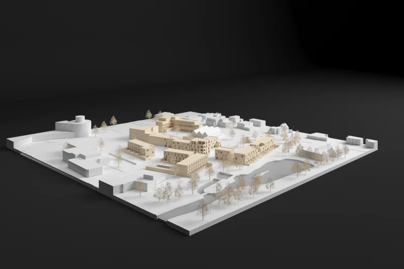 Vogelvluchtperspectief vanaf het zuidwesten